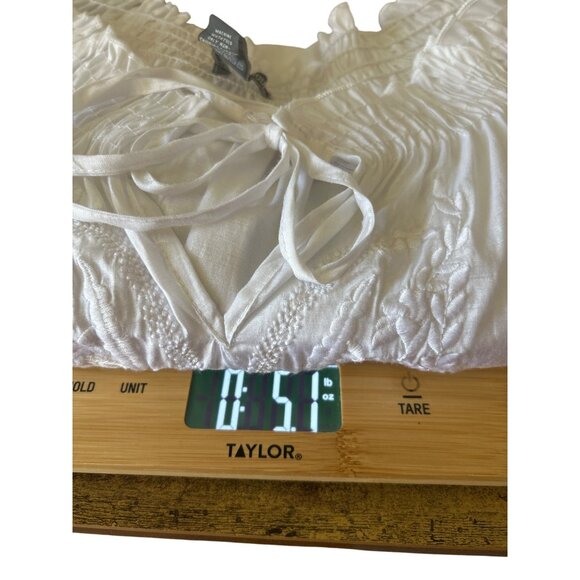 Isabella Rodriguez White Long Sleeve L Blouse Embroidered Tassel Tie Closure - Picture 9 of 9